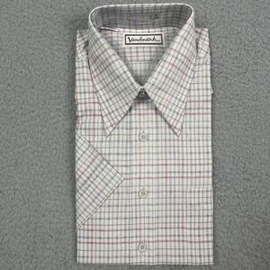 Vintage 60s 70s Landmark Button Shirt Mens Disco Club Big Collar‎ Size 16 NOS